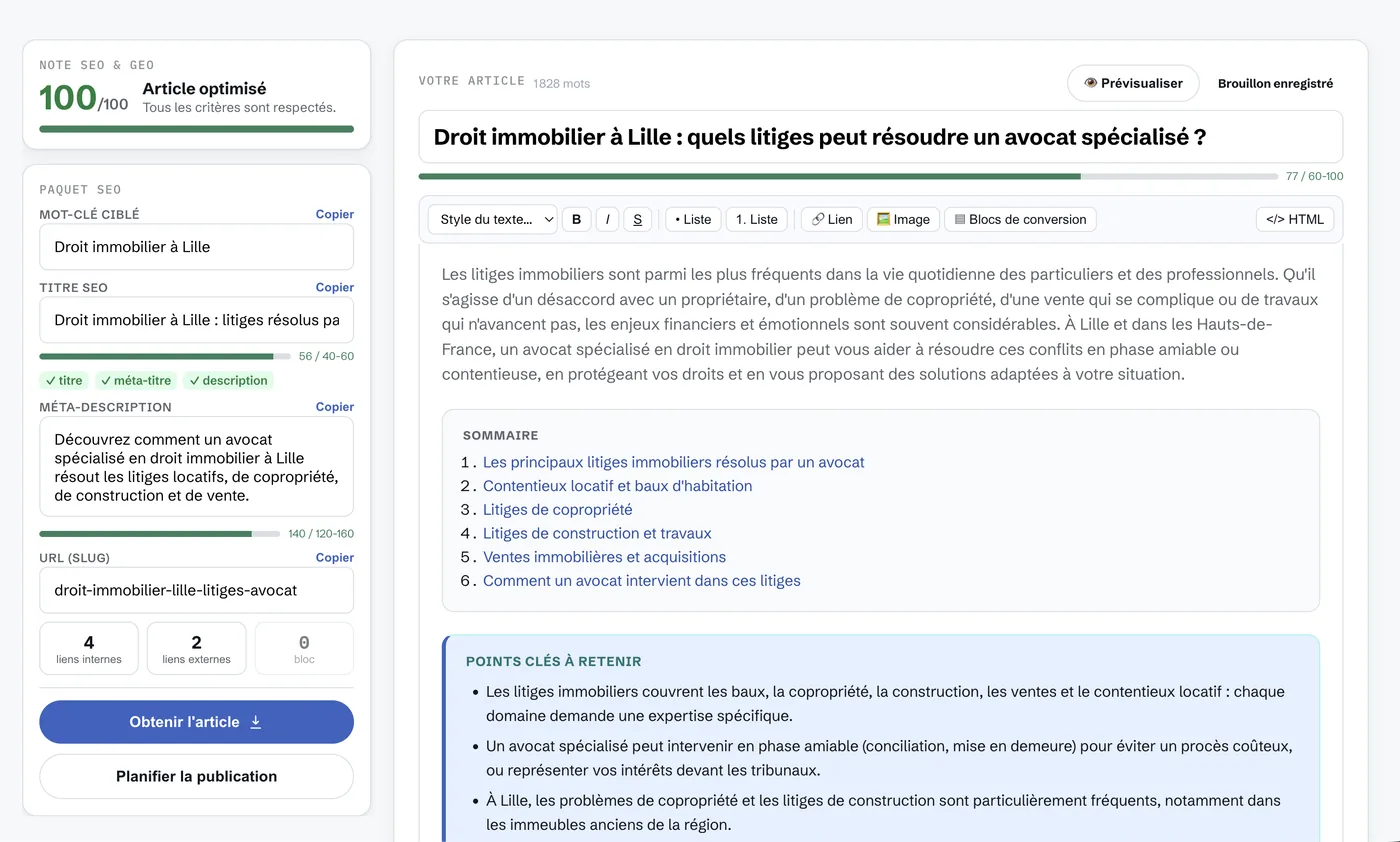 Éditeur d'article optimisé SEO dans Toppos