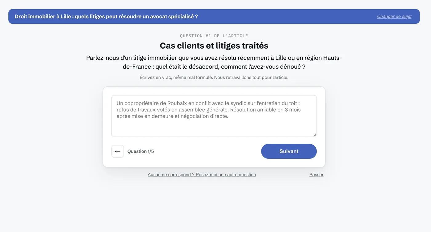 Questions d'expertise sur-mesure posées par Toppos